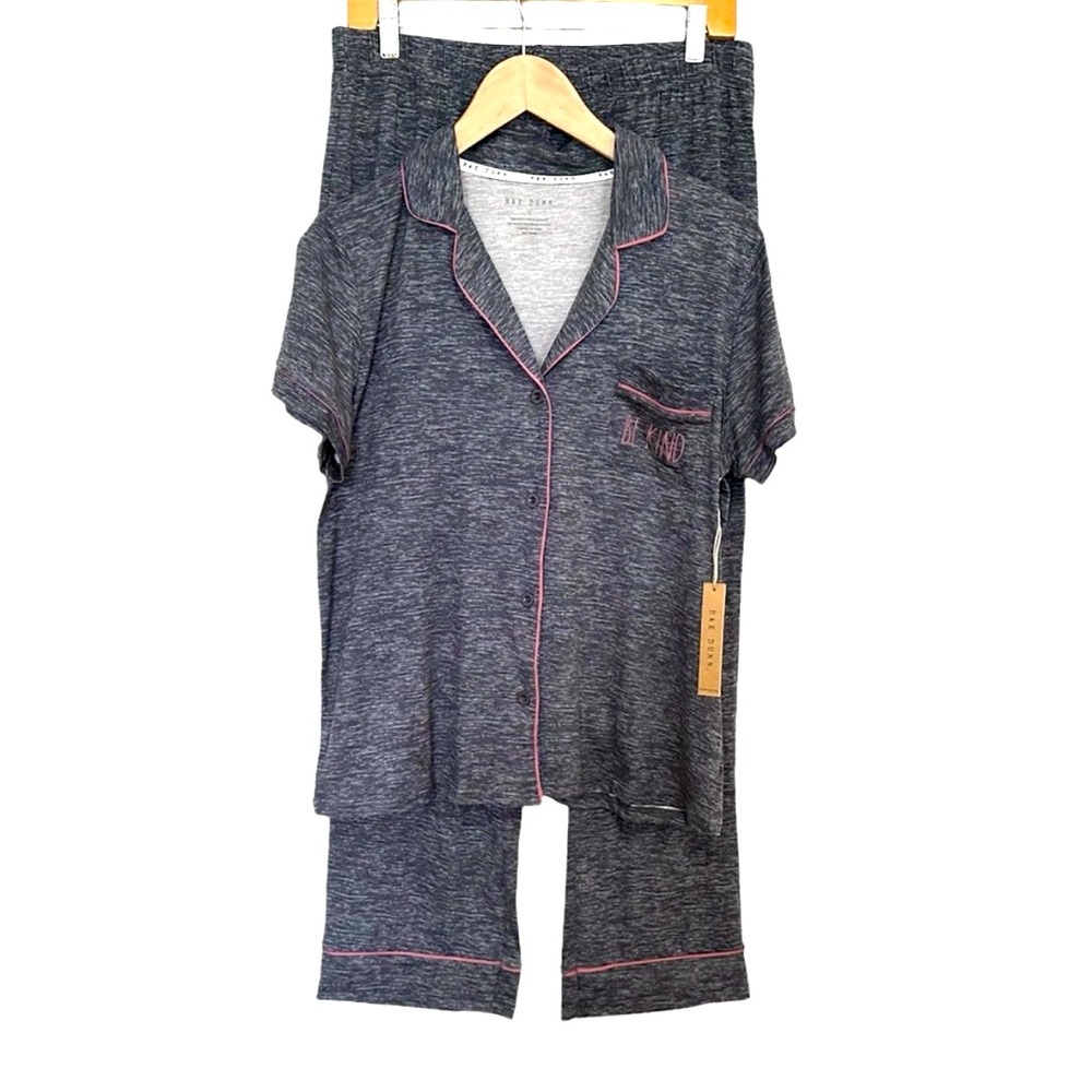 Rae Dunn Pajamas Set Pants & Short Sleeve Top BE KIND Size Large NWT